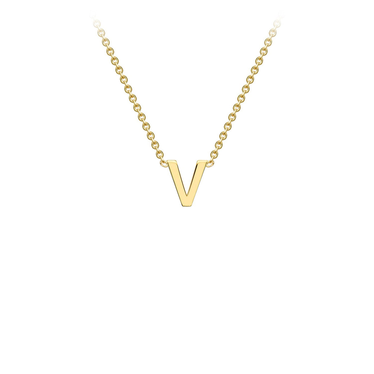9ct Yellow Gold 'V' Initial Adjustable Letter Necklace 38/43cm
