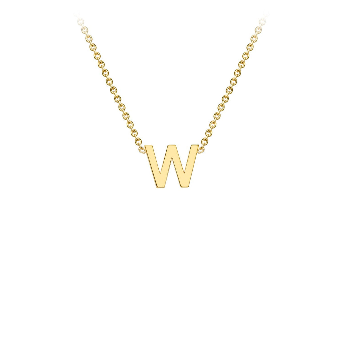 9ct Yellow Gold 'W' Initial Adjustable Letter Necklace 38/43cm