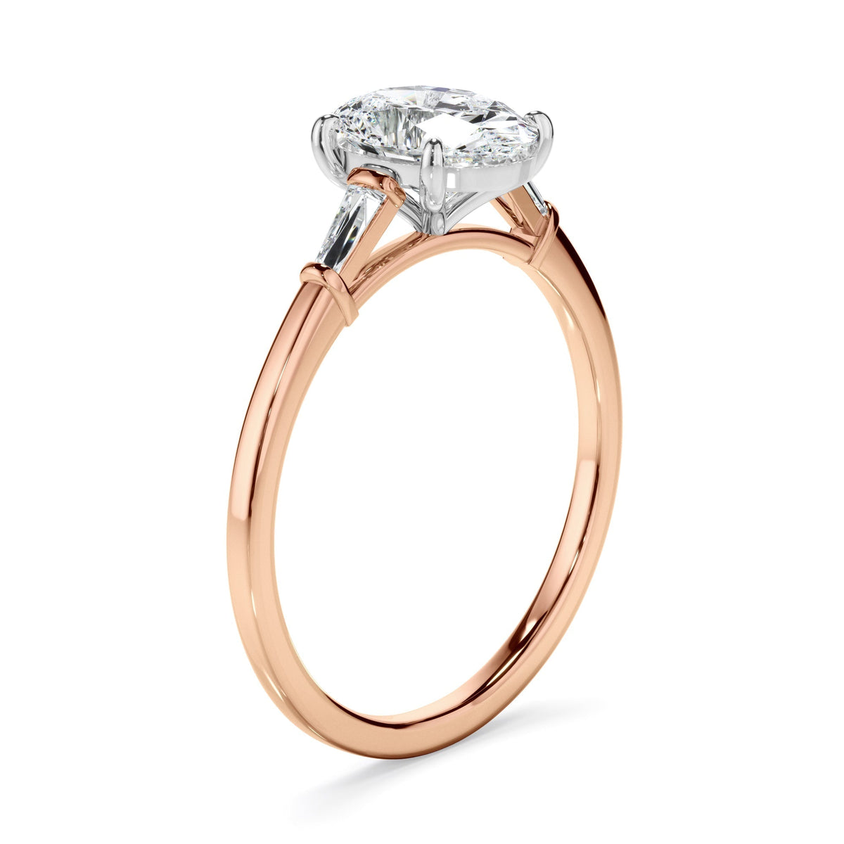 Oval Cut Diamond Engagement Ring With Baguette Sides