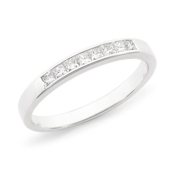 Princess cut diamond channel set wedding ring
