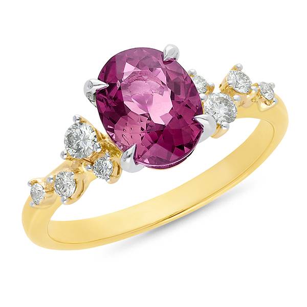 Oval Pink Tourmaline & Diamond Ring