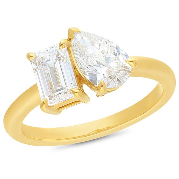 2.00ct TDW 'Toi Et Moi' Emerald and Pear Cut Lab Grown Diamond Ring