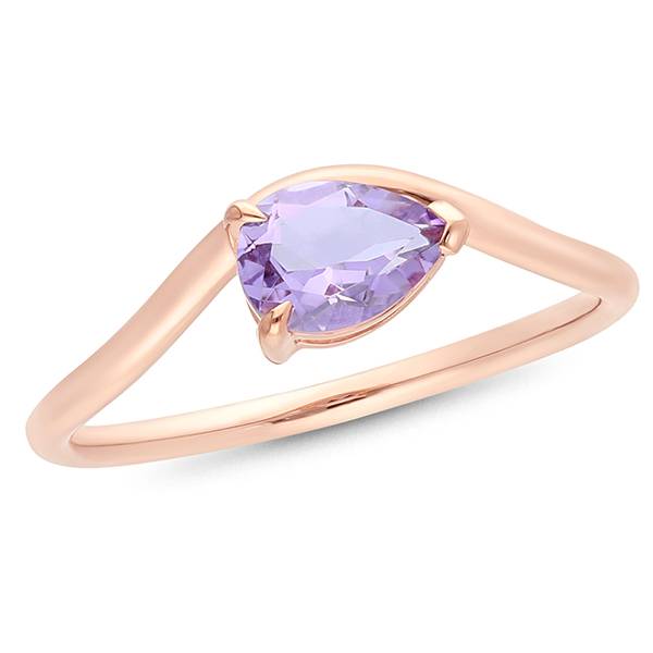 Rose gold and pear amethyst curved dress ring