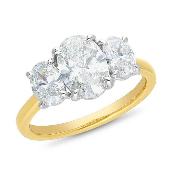 2.50ct TDW Oval Cut Lab-Grown Diamond Trilogy Engagement Ring
