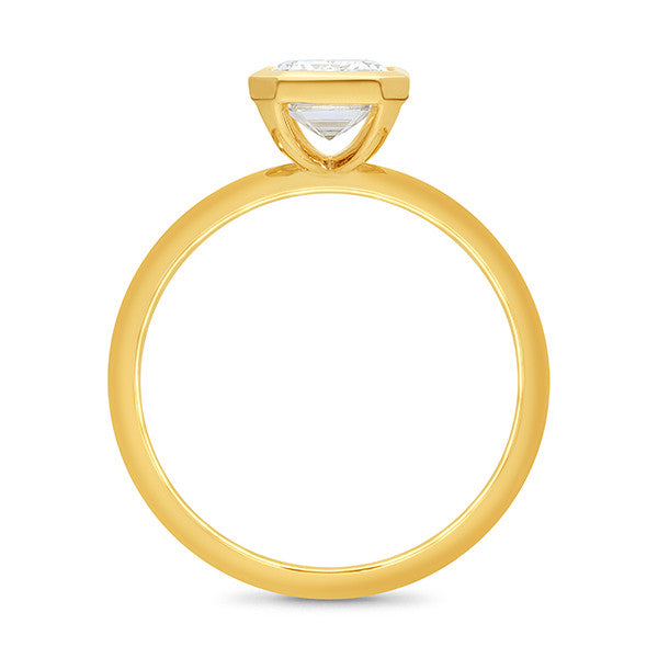2.00ct Bezel Set Emerald Cut Lab-Grown Diamond Solitaire Engagement Ring