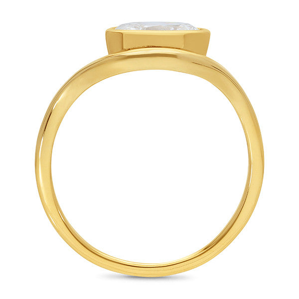 1.00ct Bezel Set East-West Oval Cut Lab-Grown Diamond Curved Engagement Ring