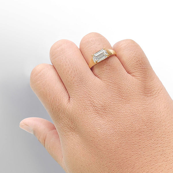 2.01ct East-West Set Emerald Cut Lab-grown Diamond Engagement Ring