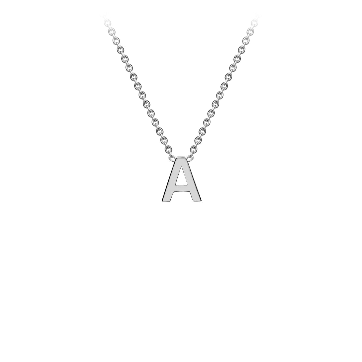 9ct White Gold 'A' Initial Adjustable Letter Necklace 38/43cm