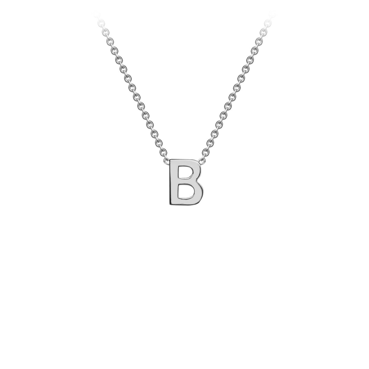 9ct White Gold 'B' Initial Adjustable Letter Necklace 38/43cm