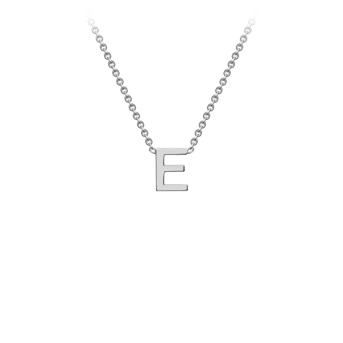 9ct White Gold 'E' Initial Adjustable Letter Necklace 38/43cm