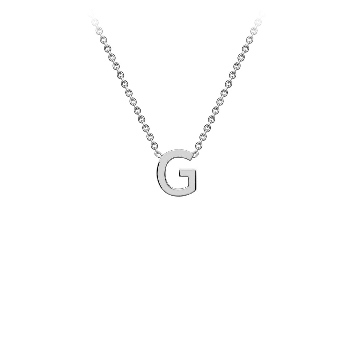 9ct White Gold 'G' Initial Adjustable Letter Necklace 38/43cm