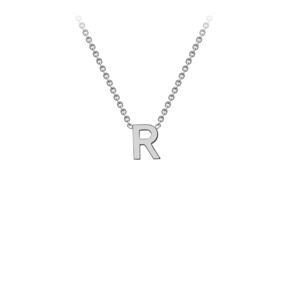 9ct White Gold 'R' Initial Adjustable Letter Necklace 38/43cm