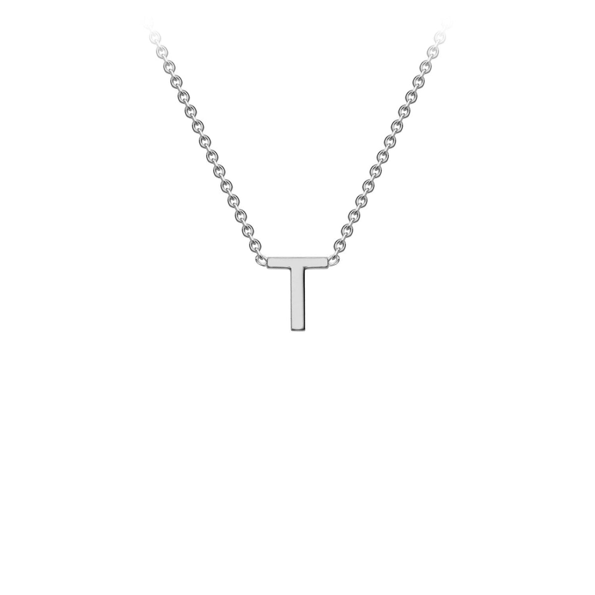9ct White Gold 'T' Initial Adjustable Letter Necklace 38/43cm