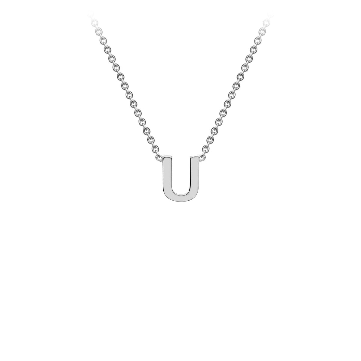 9ct White Gold 'U' Initial Adjustable Letter Necklace 38/43cm