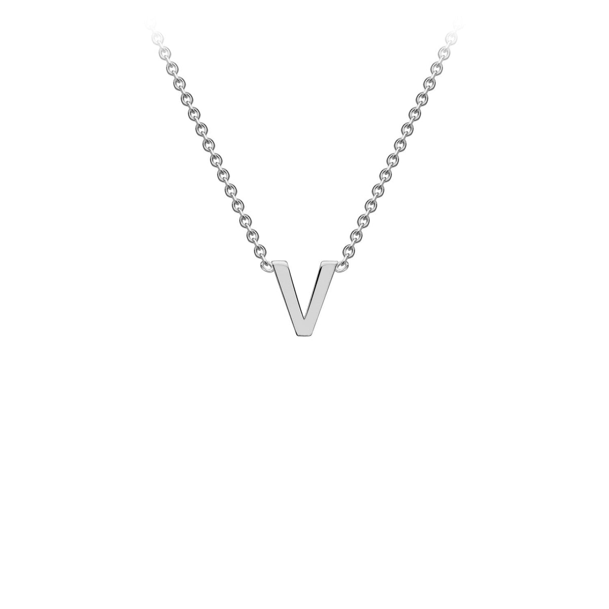 9ct White Gold 'V' Initial Adjustable Letter Necklace 38/43cm