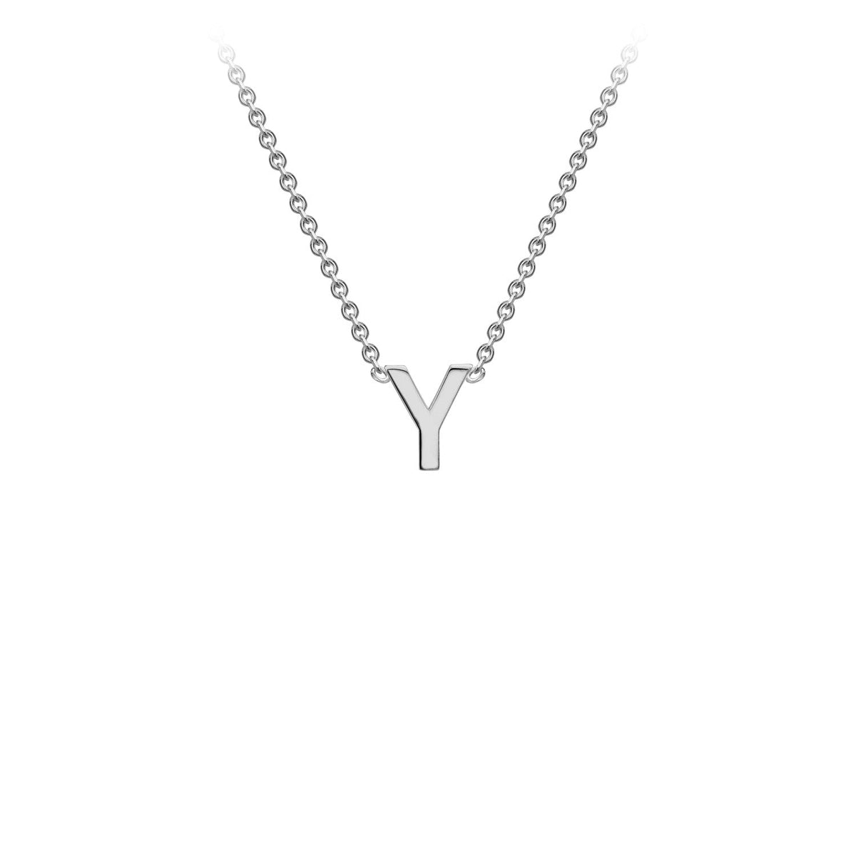 9ct White Gold 'Y' Initial Adjustable Letter Necklace 38/43cm