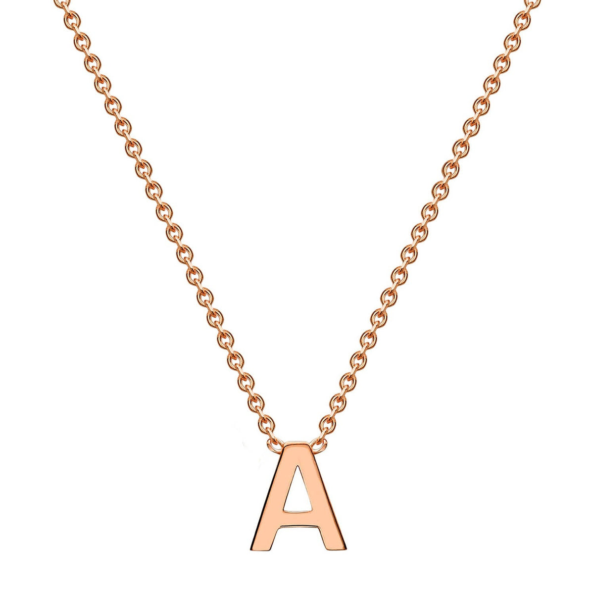 9ct Rose Gold 'A' Initial Adjustable Letter Necklace 38/43cm