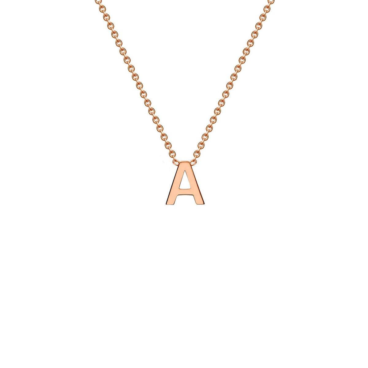 9ct Rose Gold 'A' Initial Adjustable Letter Necklace 38/43cm