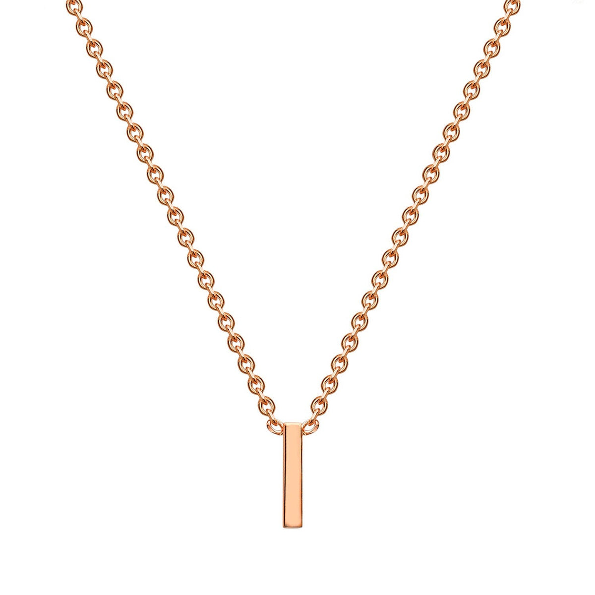 9ct Rose Gold 'I' Initial Adjustable Letter Necklace 38/43cm