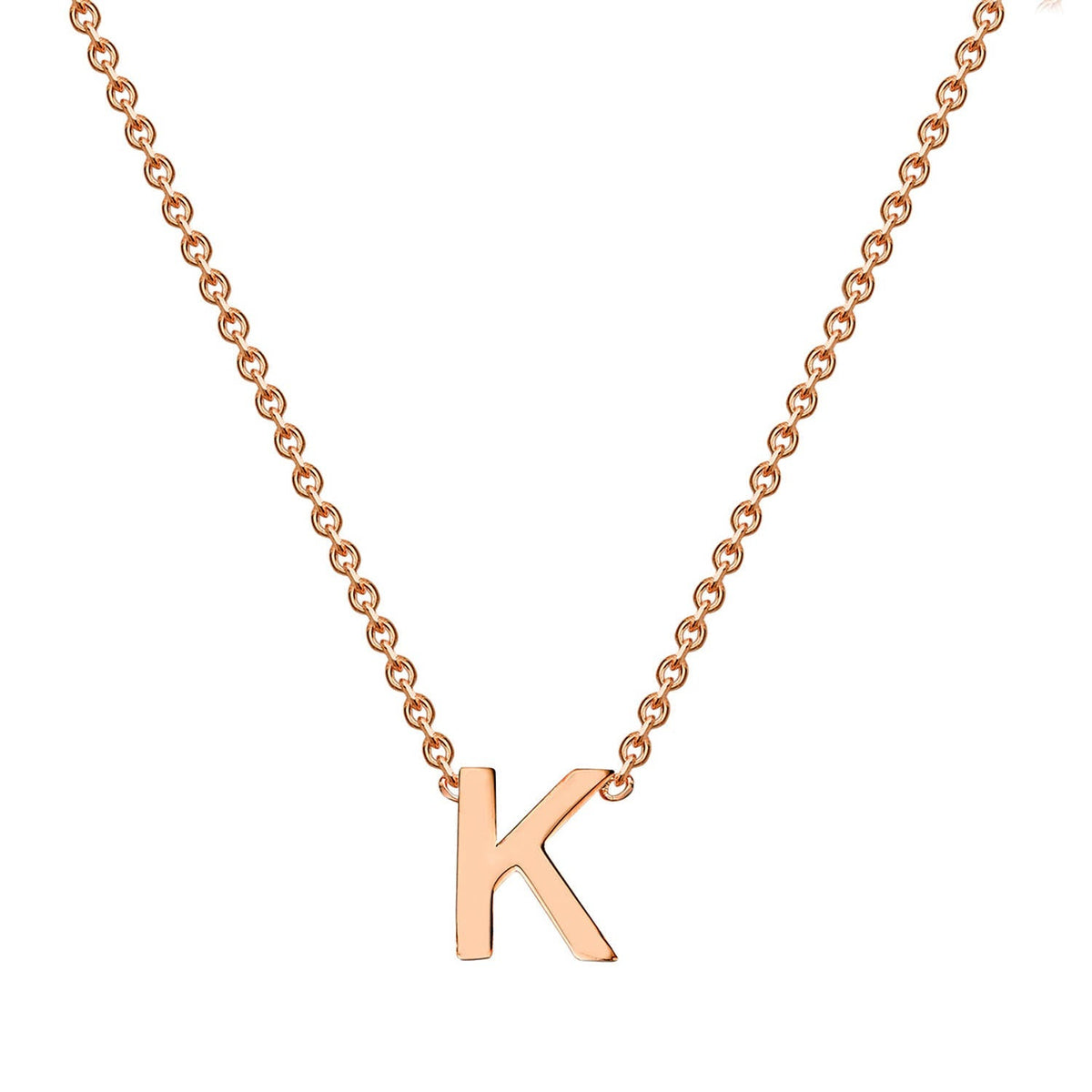 9ct Rose Gold 'K' Initial Adjustable Letter Necklace 38/43cm