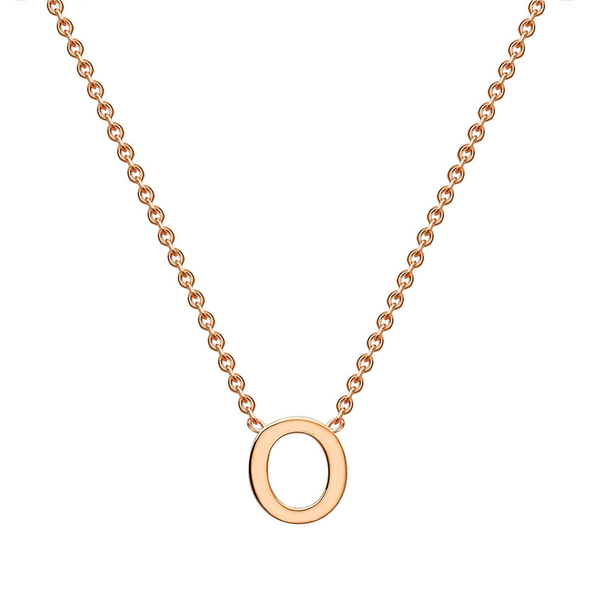 9ct Rose Gold 'O' Initial Adjustable Letter Necklace 38/43cm