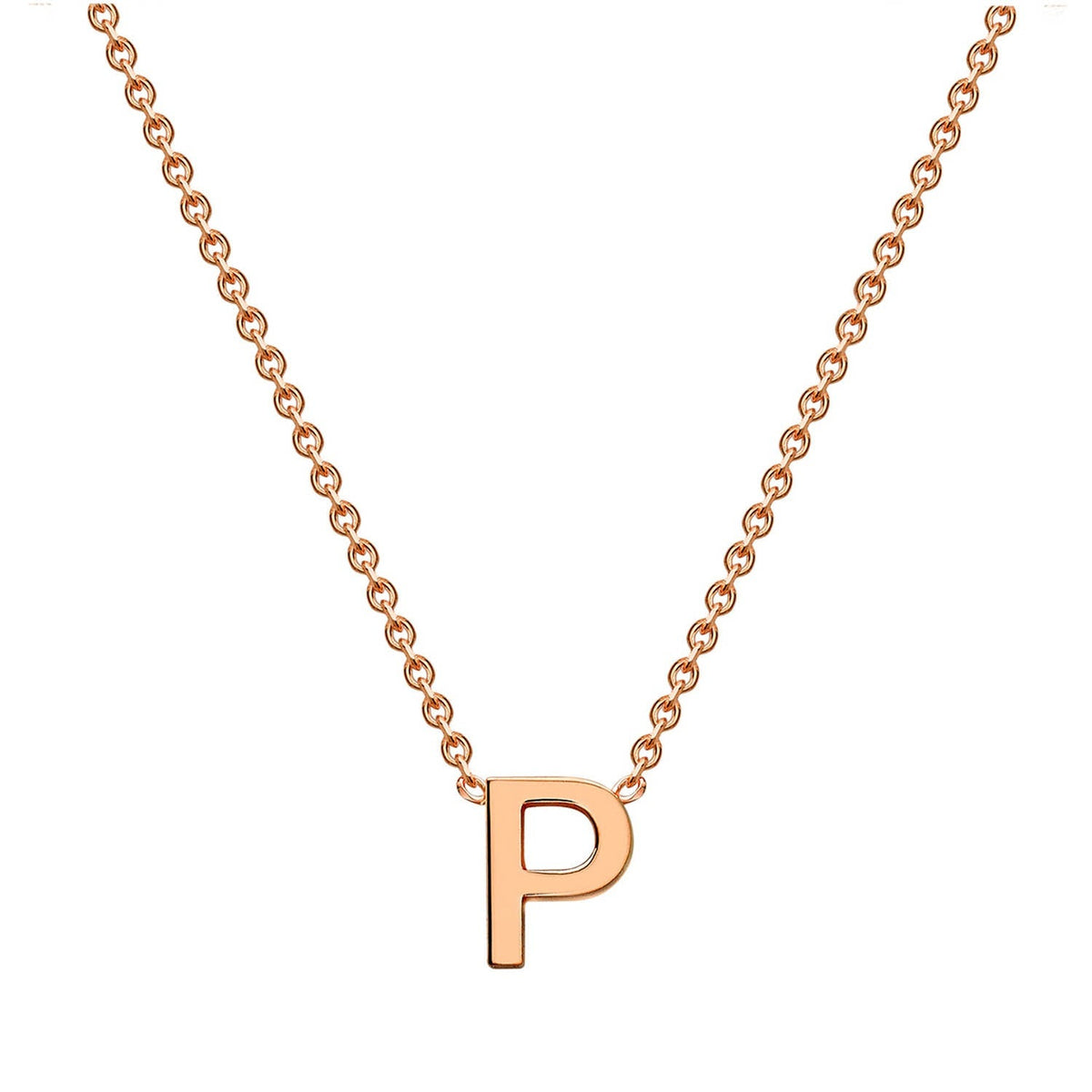 9ct Rose Gold 'P' Initial Adjustable Letter Necklace 38/43cm