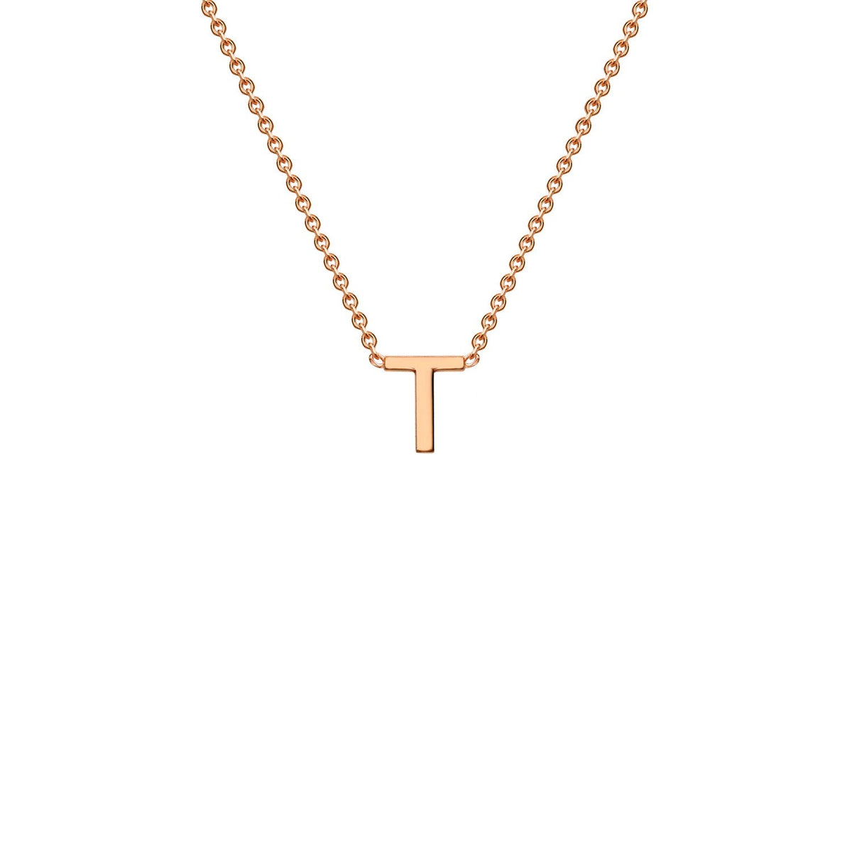 9ct Rose Gold 'T' Initial Adjustable Letter Necklace 38/43cm