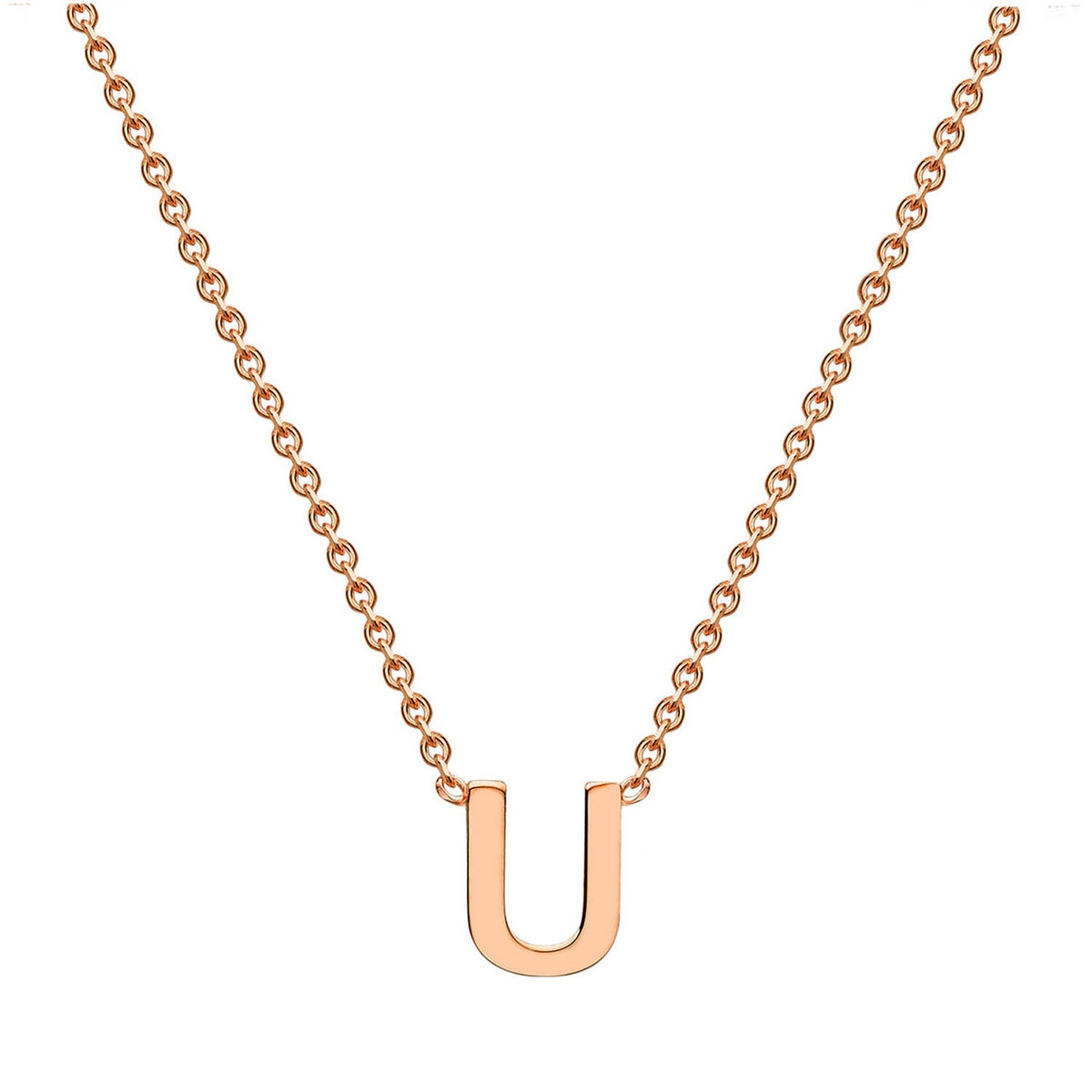 9ct Rose Gold 'U' Initial Adjustable Letter Necklace 38/43cm