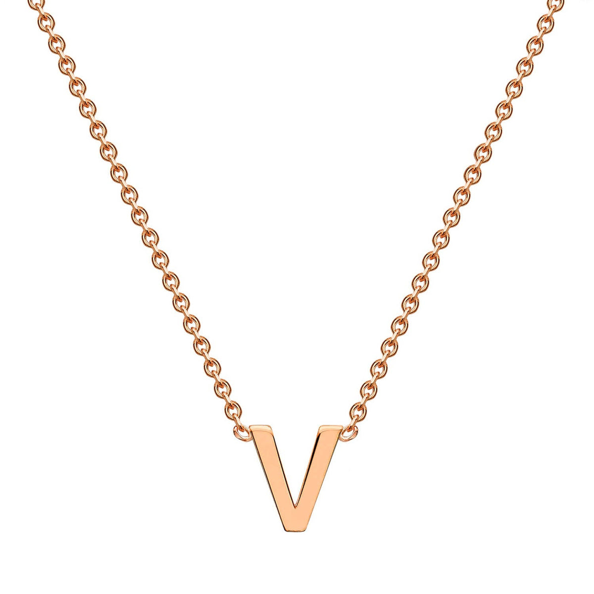 9ct Rose Gold 'V' Initial Adjustable Letter Necklace 38/43cm