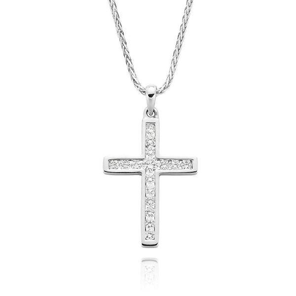 White gold diamond channel set cross