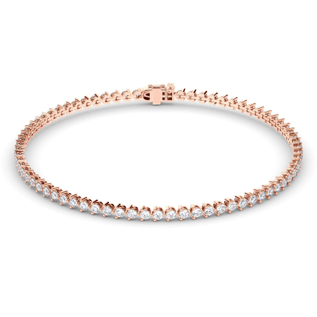Round Brilliant Cut Natural Mined Diamond Tennis Bracelet