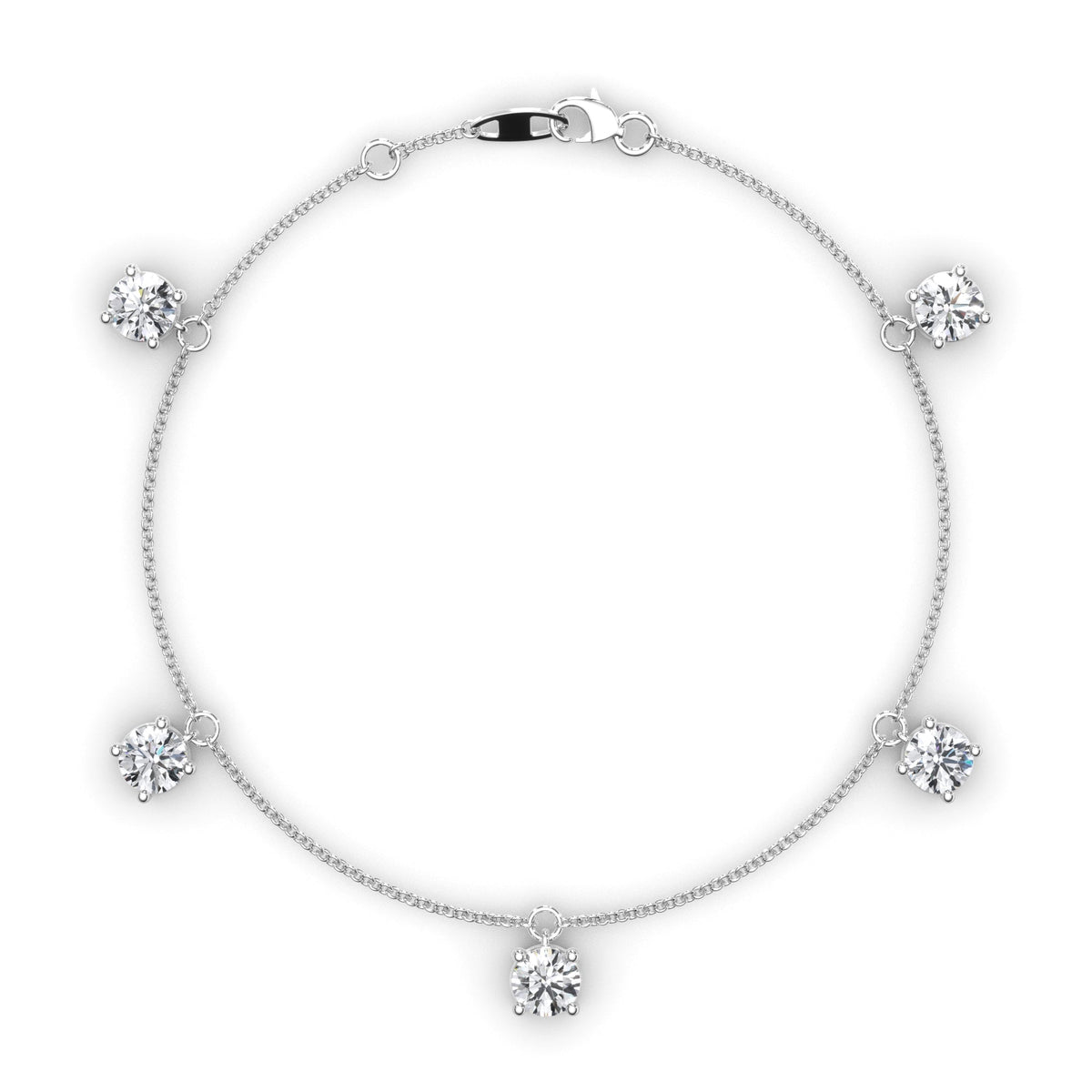 Floating Round Brilliant Cut Natural Mined Diamond Bracelet