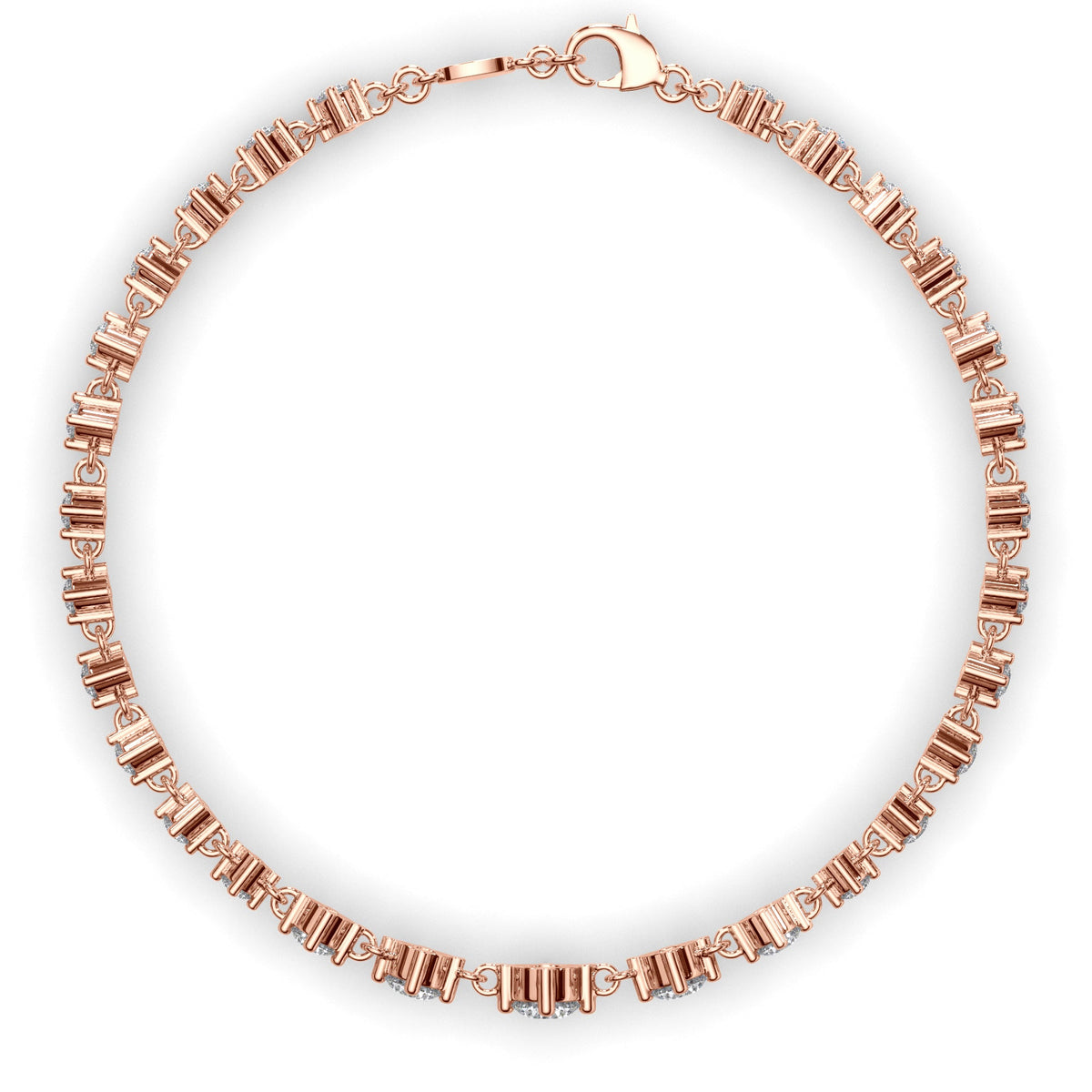 Round Brilliant Cut Natural Mined Diamond Tennis Bracelet