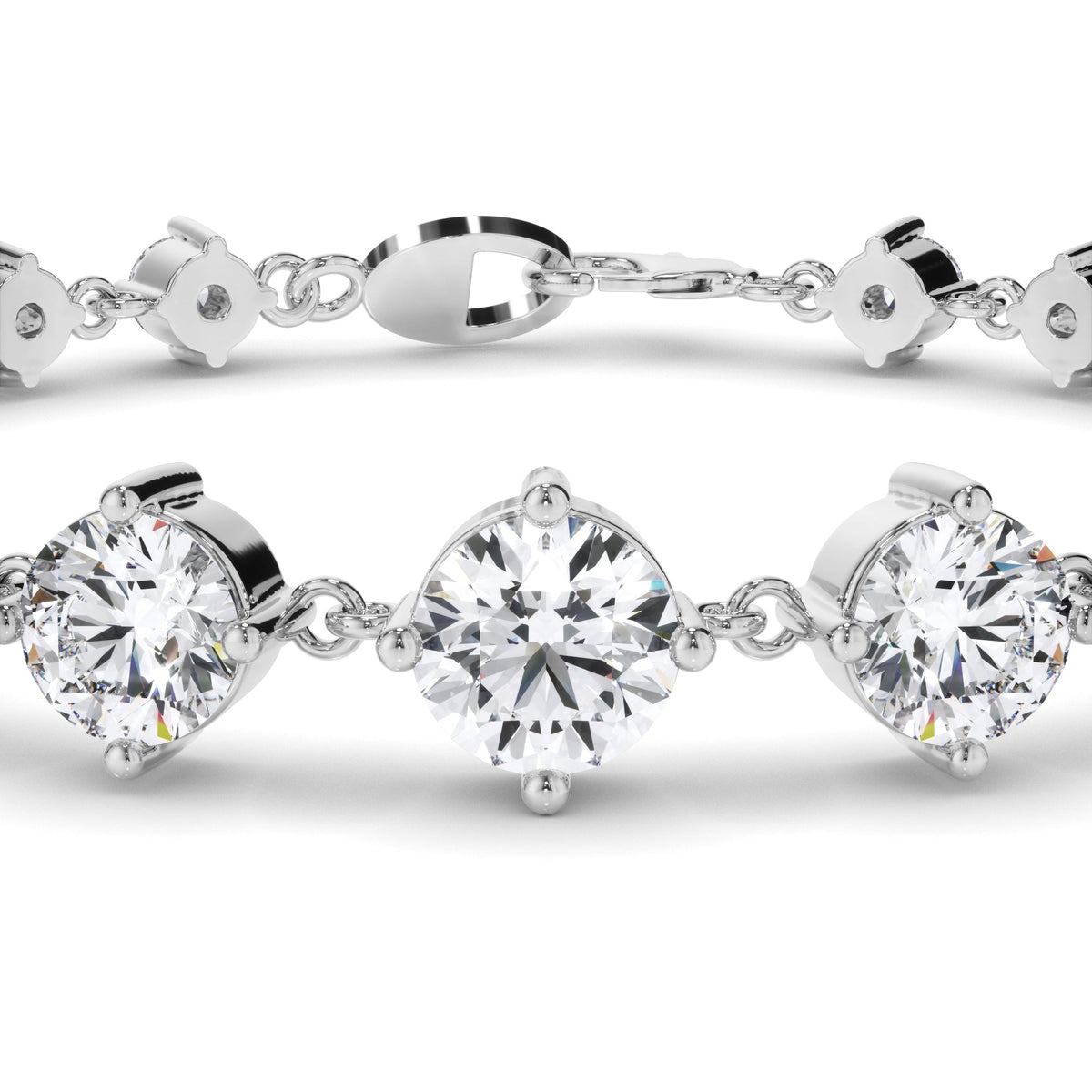 Round Brilliant Cut Natural Mined Diamond Tennis Bracelet