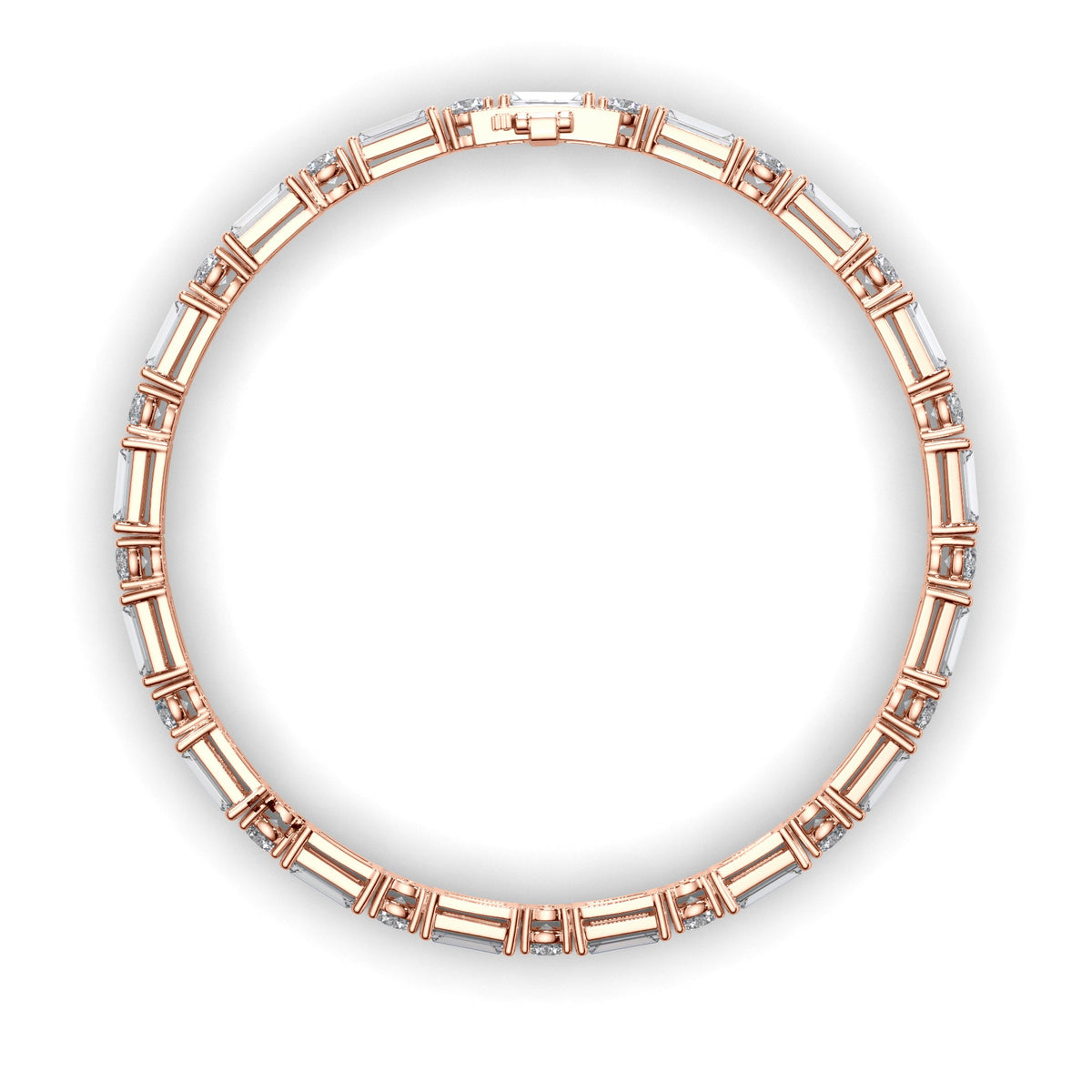 Round Brilliant & Baguette Cut Natural Mined Diamond Tennis Bracelet