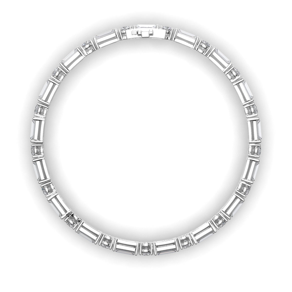 Round Brilliant & Baguette Cut Natural Mined Diamond Tennis Bracelet