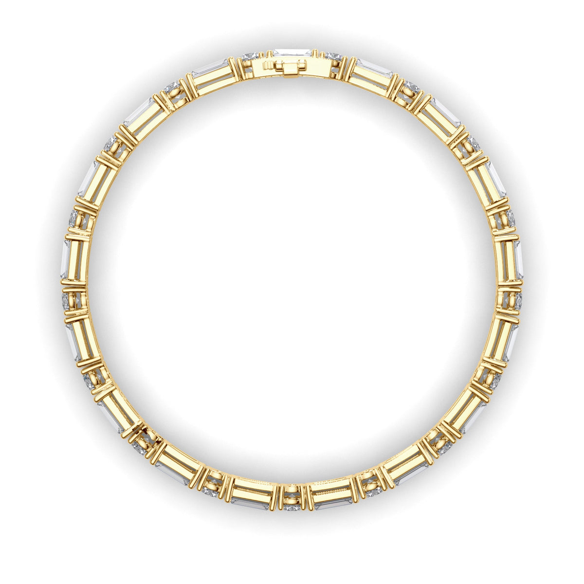 Round Brilliant & Baguette Cut Natural Mined Diamond Tennis Bracelet
