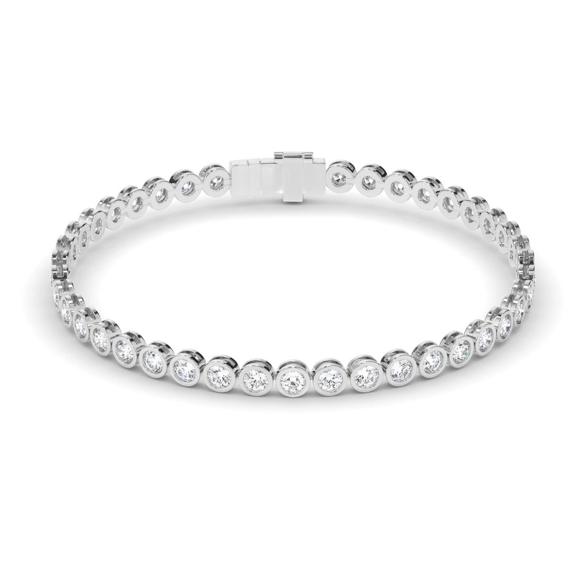 Round Brilliant Cut Laboratory Grown Diamond Bezel Set Tennis Bracelet