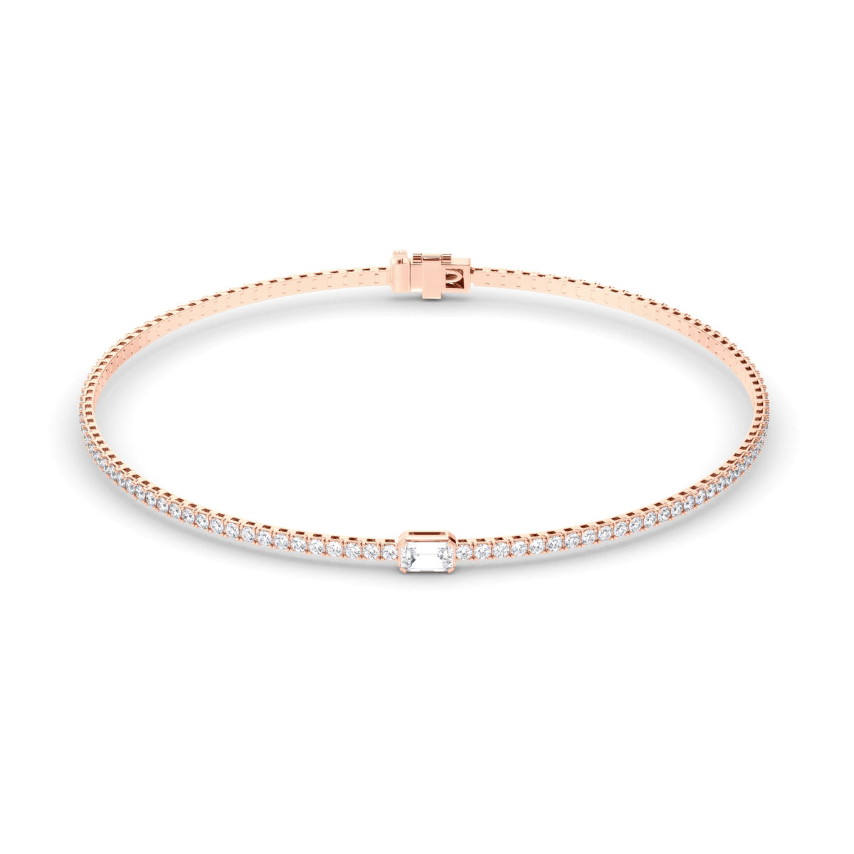 Emerald Cut Solitaire Laboratory Grown Diamond Tennis Bracelet