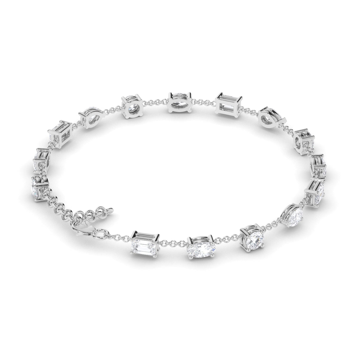 Multi-Shape Natural Mined Diamond Tennis Bracelet
