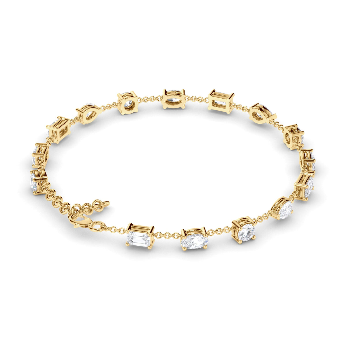 Multi-Shape Natural Mined Diamond Tennis Bracelet