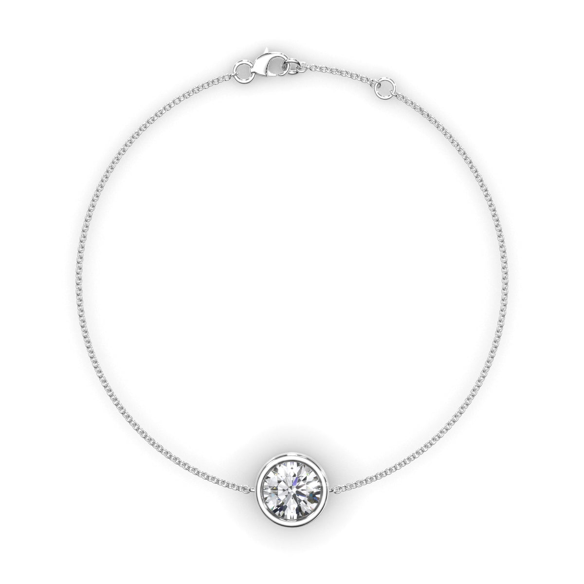 Round Brilliant Cut Diamond Bezel Set Bracelet