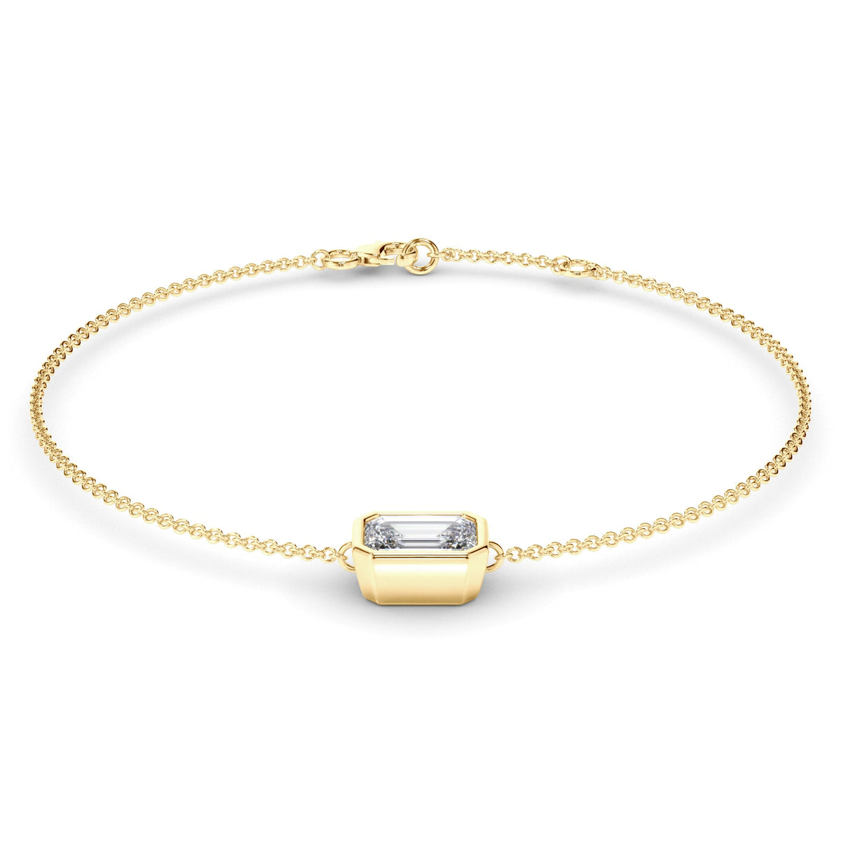 Emerald Cut Diamond Bezel Set Bracelet