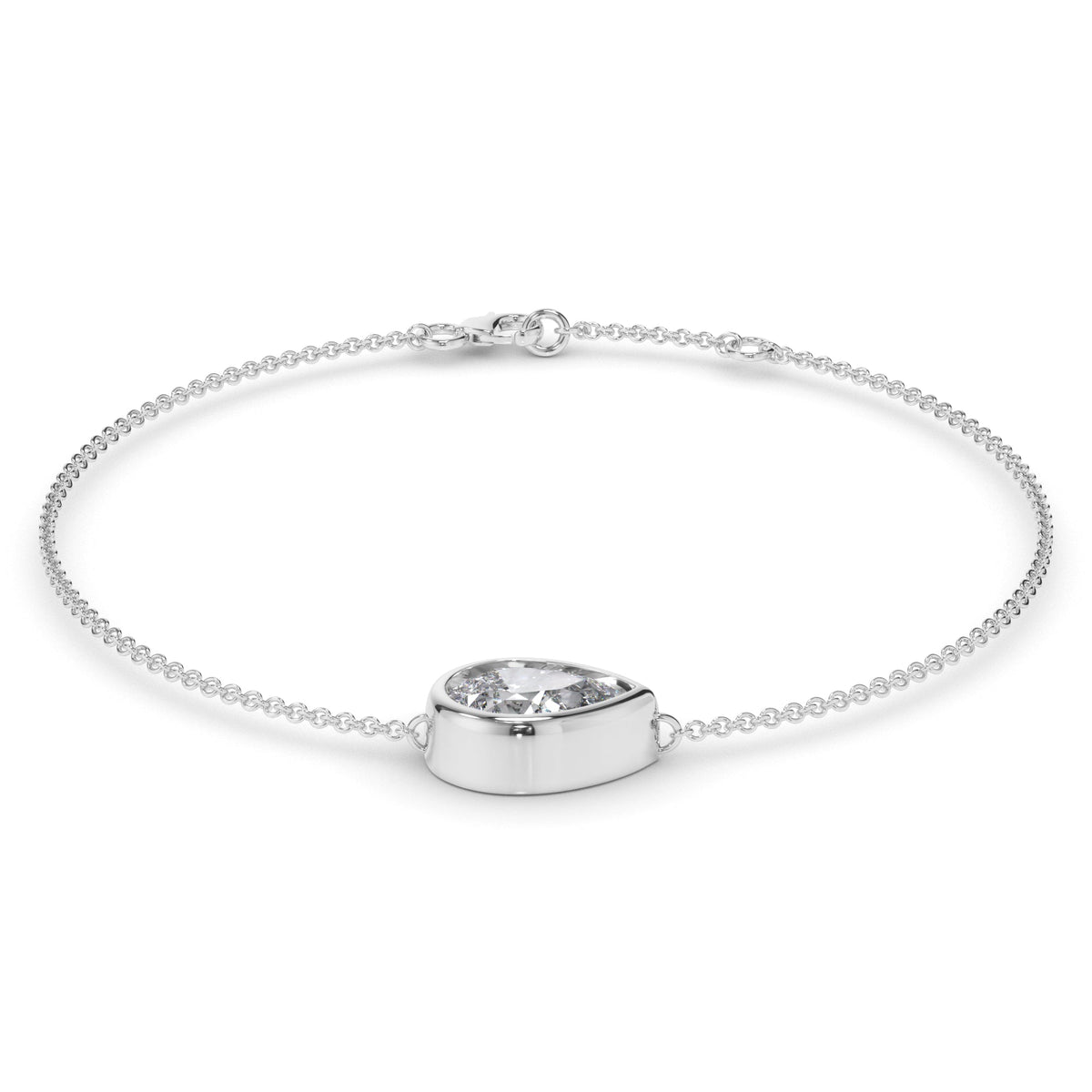 Pear Cut Diamond Bezel Set Bracelet