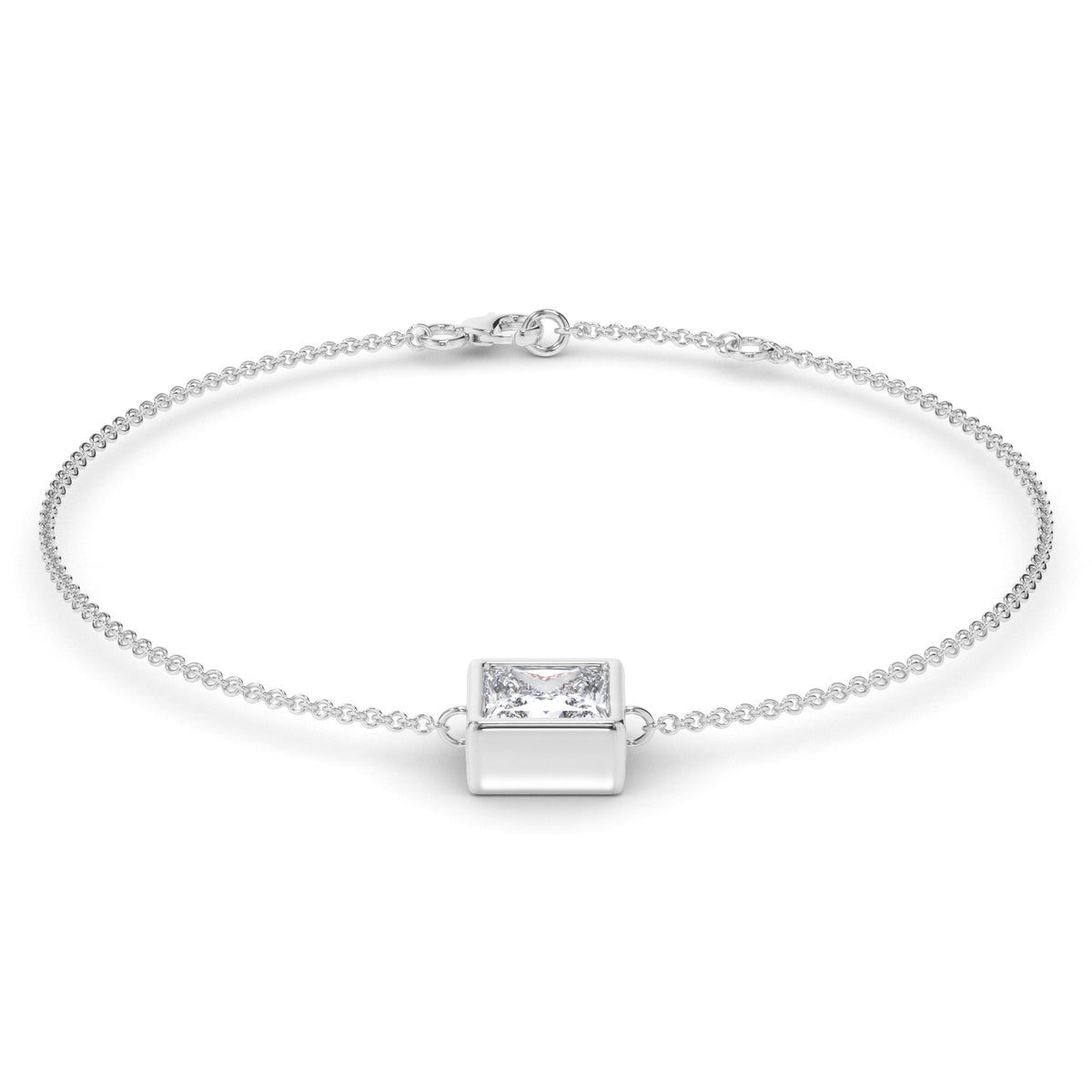 Princess Cut Diamond Bezel Set Bracelet