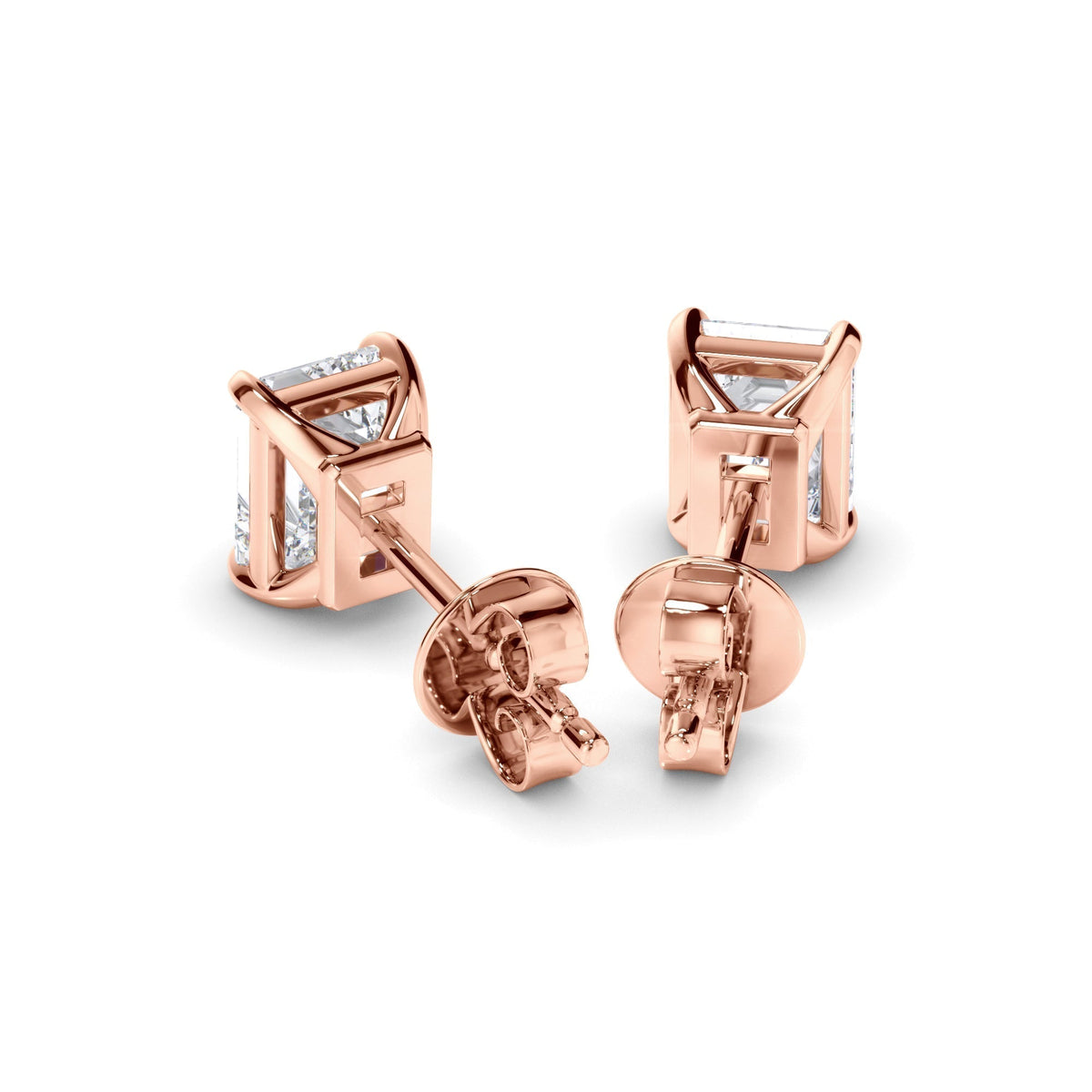 Emerald Cut Diamond Stud Earrings