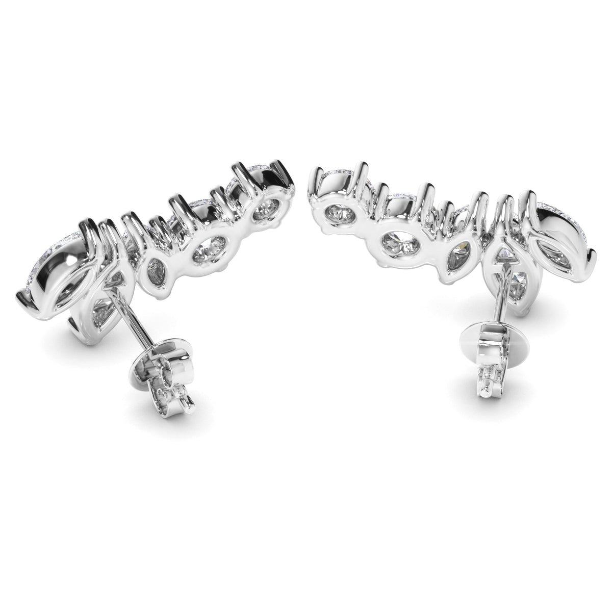Marquise & Round Brilliant Cut 5-Stone Stud Earrings