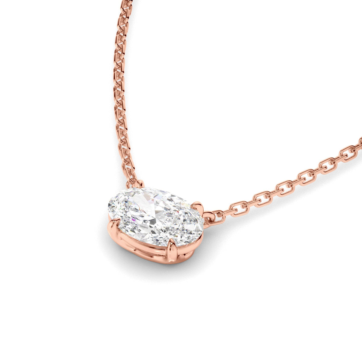 East West Oval Cut Diamond Necklet