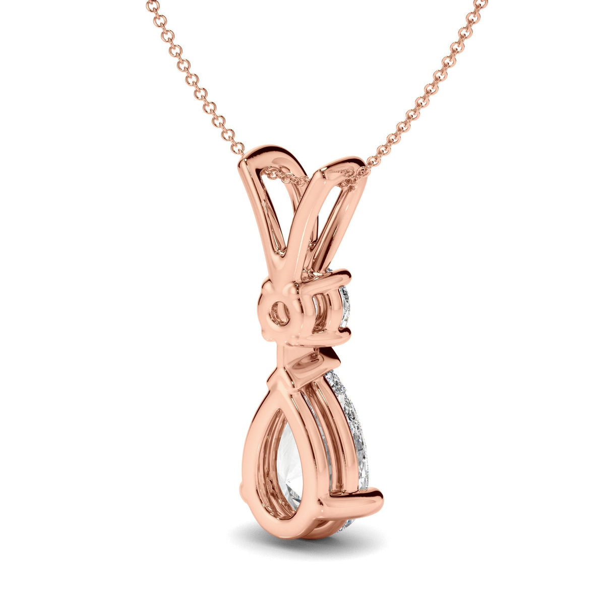 Pear & Round Brilliant Cut Diamond Drop Pendant