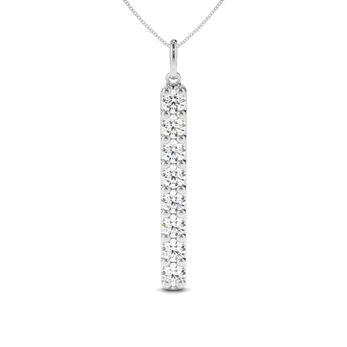 Round Brilliant Cut Diamond Drop Bar Pendant
